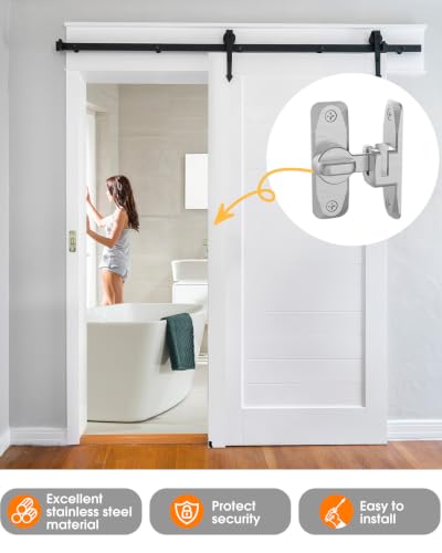 90/180 Degree Barn Door Latch Lock with Spacer, Silver, 4 Pack - color: Silver-4Pcs