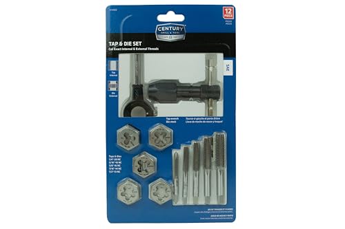Century Drill & Tool 98922 Fractional Tap & Die Set, 12 Piece | external thread cutting, thread restoration - size: 12 Piece