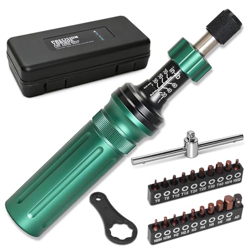 Inch Pound Torque Screwdriver Set, 10-70 in-lb, 1/4" Drive, 24 PCS - color: Army Green