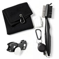 Golf Towel for Men with Club Brush & Divot Tool – 16"x24" Tri-Fold Waffle Microfiber Towel, Retractable Club Groove Cleaner & Divot Repair Tool, Golf Accessory Kit for Male Golfers (Black) - color: Black