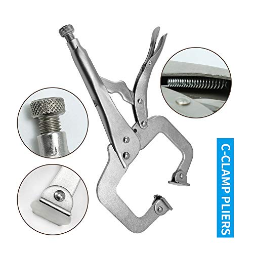 Anxingo 4 Pack Heavy Duty C-Clamp Locking, (2x6" + 2x11" Tips) C-Clamps with Swivel Pads for Craftsman Home Workshop - size: 2 × 6" + 2 × 11"