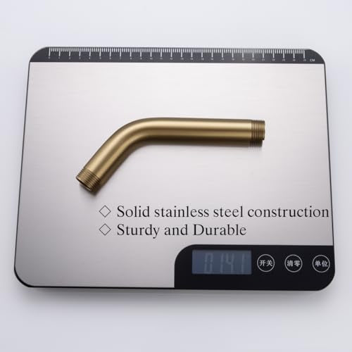 RANDOM Shower Arm with Flange,Gold 6 Inches Wall Mount Angle Shower Head Extension Arm For Fixed Shower Head Stainless Steel,Brushed Gold.RD91018-6BG - color: 6″ Brushed Gold(Round Flange)