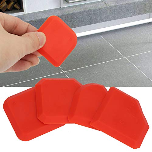 Caulking Tool Kit, Beauty Sewing Tool, 4 Pieces Caulk Tool Kit Sealant Silicone Finishing Tools for Bathroom Kitchen and Frames Sealant Seals (Red)