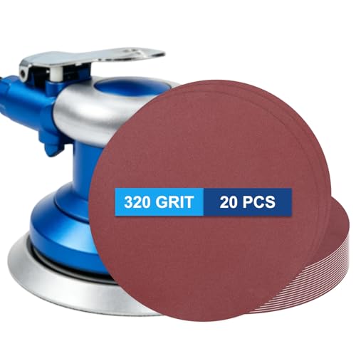 20 Pack 6 Inch PSA Sanding Discs 320 Grit Aluminum Oxide Red - size: 320 grit
