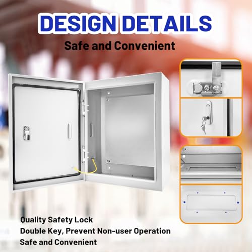 Electrical Junction Box 20x16x6, NEMA 4X IP66 Steel Enclosure Box - size: 20 x 16 x 6''