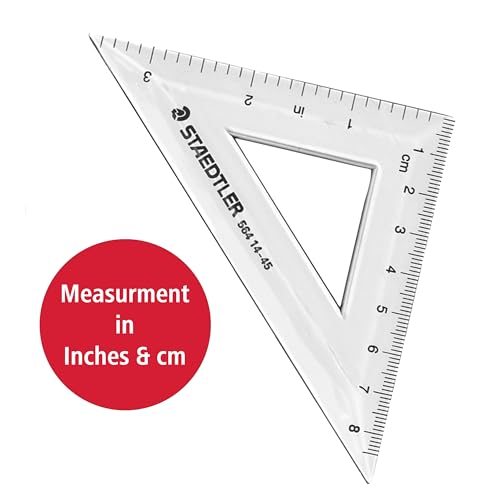 STAEDTLER Math Set - 4 pc Geometry Kit for Students - School Supplies with Clear Protractor, 6in Ruler & 2 Triangles – Metric & Imperial Scales (Pack of 3) - size: 4 Piece Set (Pack of 3)