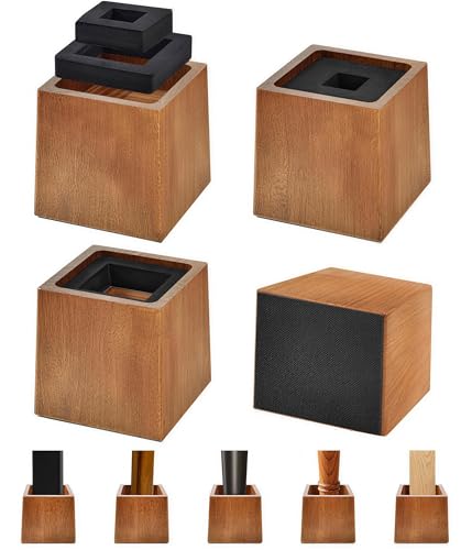 Wooden Bed Risers 4 Inch Heavy Duty, Support 2500 lbs, Retro Brown - color: Retro Brown, size: 4"H(Inner 3"H)