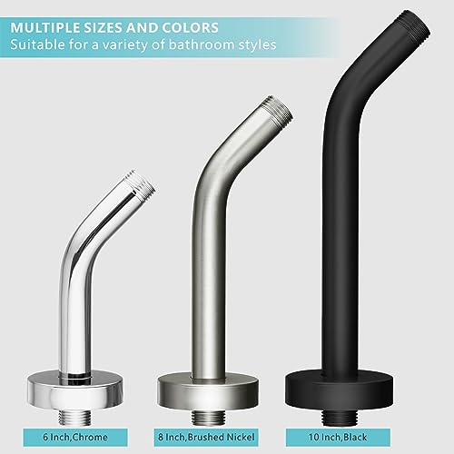 Shower Arm with Flange, 6 Inches Wall Mount Replacement Shower Head Arm For Fixed Shower Head and Handheld Showerhead, Brushed Nickel - color: Brushed Nickel, style: 6 Inch
