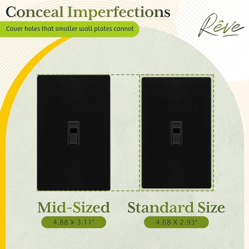 TG Mid-Size Screwless Toggle Light Switch Cover Plate, 1 Pack, Black - color: Black, size: 1 Gang