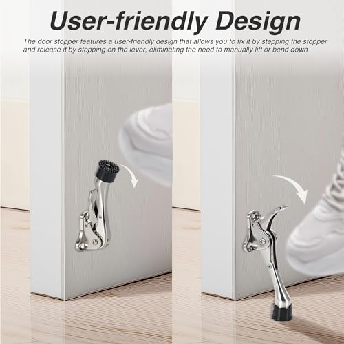 12 Pcs Kickdown Door Stoppers, Door Kick Stand, 5.35 in Rubber Doorstop