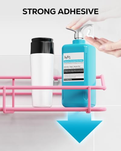 Nieifi Shower Caddy Adhesive, Shower Shelves, Shampoo Holder for Bathroom - color: Pink, size: 2 Pack