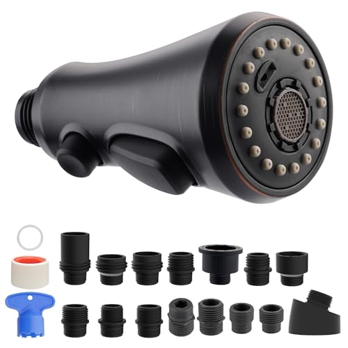 Hibbent NSF/ANSI/CAN 61 & 372 Certified Pull Down Kitchen Faucet Head - color: Oil Rubbed Bronze, style: 1.8 Gallon Per Minute