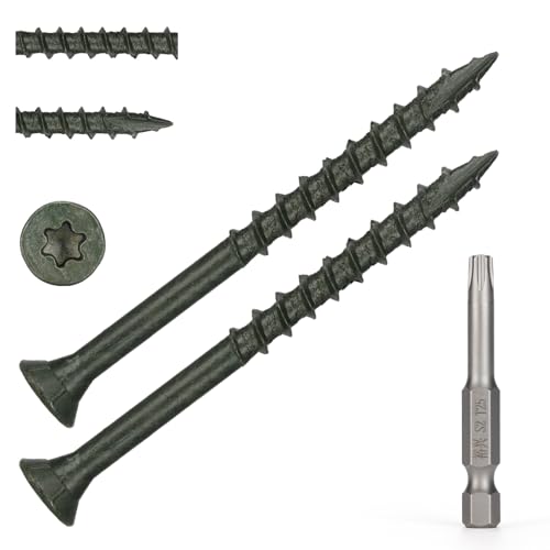 Wood Screws #10 x 2-1/2’’, T25 Star Torx Drive Flat Head Deck Screws, Green, 79Pcs (1lb) - color: Green, size: 10X2-1/2’’