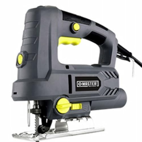 Master Mechanic 6.5 Amp 3,000 RPM Steel Base Jig Saw Power Hand Tool with Toolless Blade Change, Lock On Switch, and Blower Function for Wood, Gray