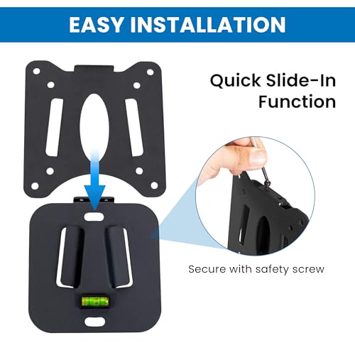Mount-It! Ultra Low Profile Fixed TV Wall Mount for 13 to 32" Inch Screens, Slim TV Wall Mount Fits VESA 75 and 100 mm, Flush TV Bracket 0.55" Design with 60 lb Capacity, Built-in Bubble Level - size: 13" - 32" Screens