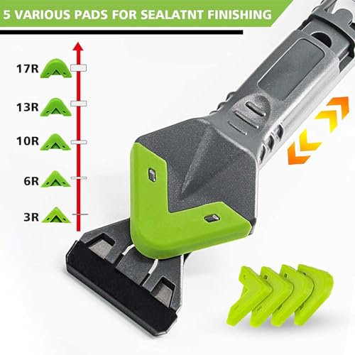 Caulking Tool 5 in 1, Caulk Remover & Sealant Finishing Tool, 10-Piece Kit