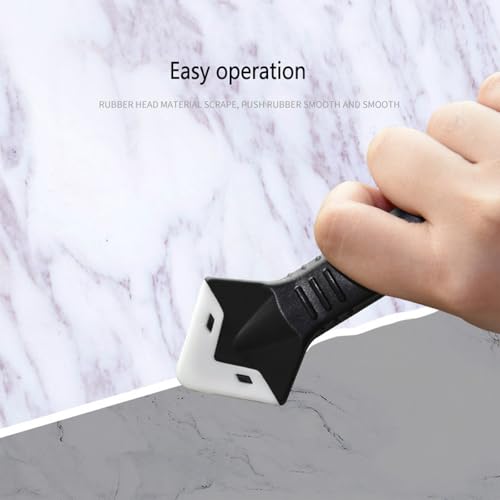 Multifunctional 3-in-1 Silicone Caulking Tool kit - The Ultimate Tile Joint Treatment Tool for Cleaning, Leveling, Seam Pressing, Shaping and Edge Finishing (Plastic Scouring Blade) - color: Black