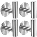 Vuzvuv Brushed Nickel Self Adhesive Stainless Steel Towel Hooks (4-Pack) | SUS304, Self-Adhesive, Heavy Duty, Waterproof, Coat Robe Hook for Bathroom, Kitchen, Hotel - color: Silver-4 Pcs