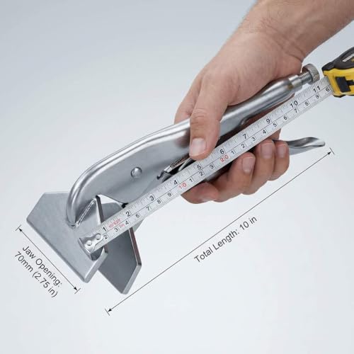 QWORK 10" Flat Jaw Locking Clamp – Heavy Sheet Metal Welding & Fabrication Tool for Workshop, Auto Body & Repair