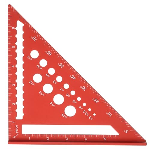 HARFINGTON Metal Square Ruler 7" Aluminum Alloy Carpenter Square Imperial Woodworking Rafter Square Precision Scribing Tools with Rafter Conversion Table for Measuring and Marking, Red - color: Red, style: Imperial