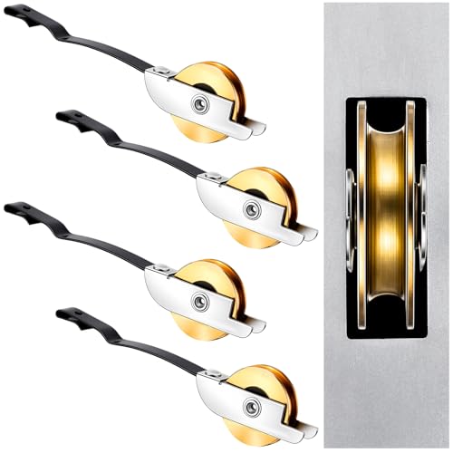 Lounsweer 4 Pcs 1 Inch Steel Screen Door Rollers Replacement, Bent - style: Bent