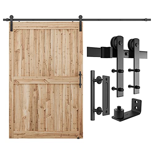 SMARTSTANDARD 9 FT Heavy Duty Sturdy Sliding Barn Door Hardware Kit, Black - size: 9 Feet