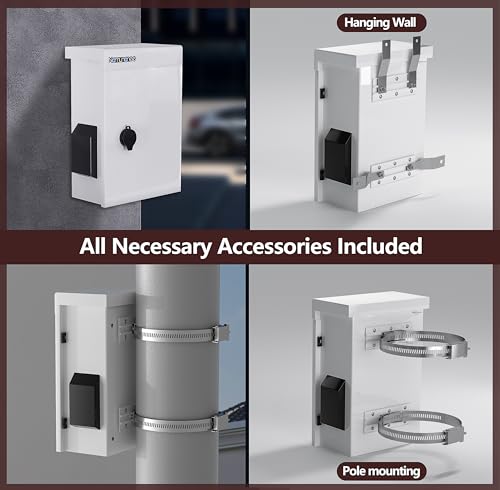 Outdoor Electrical Box with Thermostat and Fan, Cold-Rolled Steel Plate, Aluminum Alloy Back Beam, One-Piece Ventilation Design, IP65 Waterproof, Wall/Pole Mounted. (17.7" x 13.7" x 7.9") - size: 17.7" x 13.7" x 7.9"