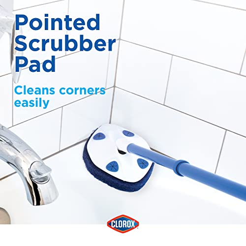 CLOROX Extendable Tub and Tile Scrubber (Pack of 2) with Extra Pad - Plastic Head, Blue, Tile Surface - size: 1 Count (Pack of 2)