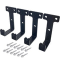 4 PCS black heavy duty metal flat j hooks for hanging 260 lbs,wall mount hooks,plant hanger large steel utility masonry industrial hook for Hanging Garage Storage Home Office Gym Sports Equipment(L) - size: Large