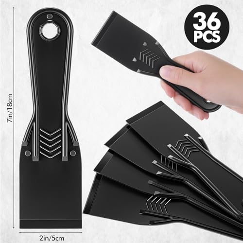 36 Pcs Plastic Putty Knife 2" Flexible Putty Knife Scraper, Black - color: Black