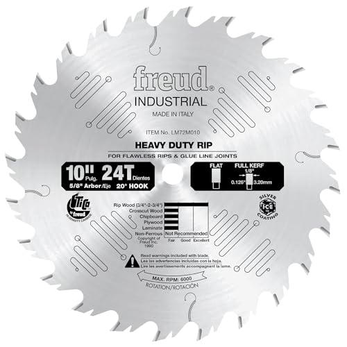 Freud LM72M010: 10" Heavy-Duty Rip Blade - style: Industrial Heavy Duty Rip Saw Blade 10-Inch by 24t Flat Top 5/8-Inch arbor Ice Coated
