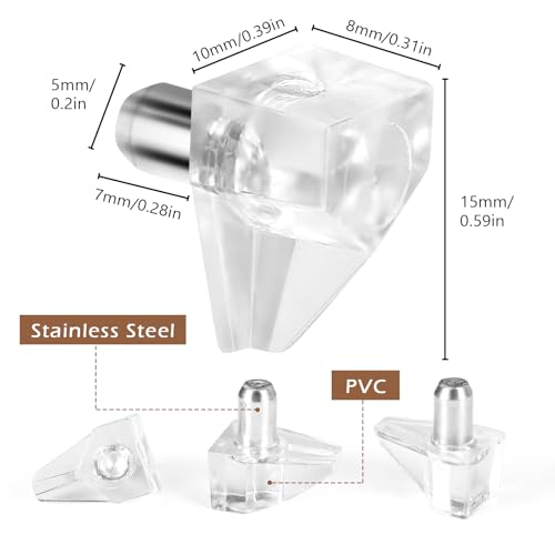 50 PCS 1/5 Inch (5mm) Shelf Support Pegs, Clear Plastic Shelf Pins, Cabinet Shelf Clips, Replacement Shelf Holders Pegs, Shelf Holder Pins for Shoe Makeup Storage Cabinets - size: 1/5 Inch (5mm)
