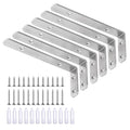 LSK 6PCS L Bracket, L 5"×H 2" Shelf Support Bracket, Max Load :42lb, Silver - color: Silver, size: 5x2 inch (light duty)