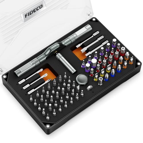 FIDECO 74 in 1 Magnetic Ratchet Screwdriver Set for Father's Day, Multi Bit DIY T Handle Screwdriver Set with Storage Case for Computer, Cellphone, Watch, Eyeglass, Bicycle, Furniture