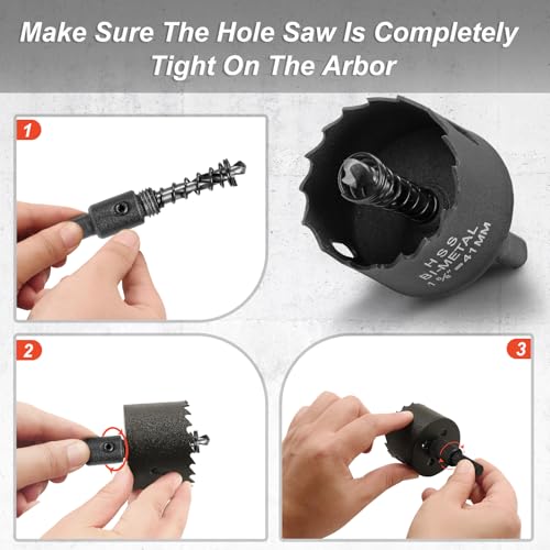1-5/8 Inch Hole Saw with 9.1mm Triangle Shank Arbor, JTemgle Bi-Metal Hole Saw Heavy Duty Hole Cutting Tool for Cornhole Boards, Recessed Lights, Wood, Plastic, Drywall & Soft Metal - size: 1-5/8"