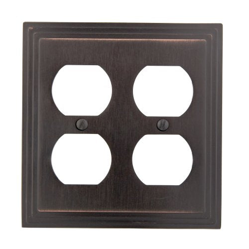Amerelle Steps Double Duplex Cast Metal Wallplate in Aged Bronze - color: Aged Bronze, size: 2 Duplex