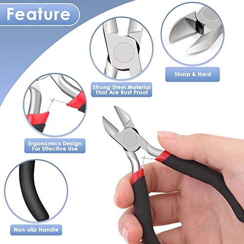 Wire Cutters, Small Side Cutters for Crafts, Flush Cutting Pliers for Jewelry Making, Floral Wire Cutters for Artificial Flowers, Zip Tie Cutters for Cable Tie, Wire Cutting Tool for Guitar Strings - style: Side Cutter Pliers