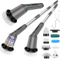 Electric Spin Scrubber for Bathroom, Shower Scrubber with Long Handle - color: Gray, size: 8 Brush Heads