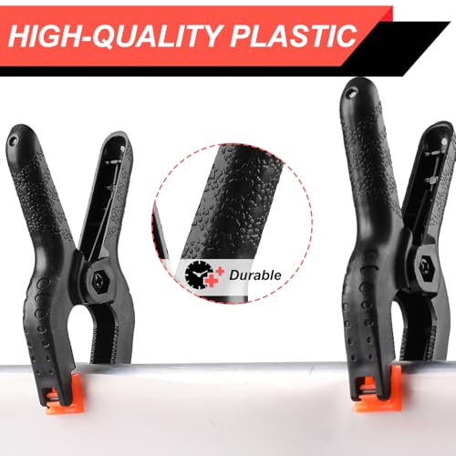 2 Pack Spring Clamps, 8.5inch Plastic Clips, Small Backdrop Clips, Clamps Heavy Duty, Spring Clips for Crafts, Backdrop Stand, Woodworking, Photography Studios (Black) - size: 2 Pack,8.5inch