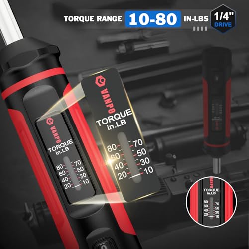 VANPO Torque Screwdriver 10-80 in-lb, 1/4" Drive Precision Driver Set - size: 10-80In-lb