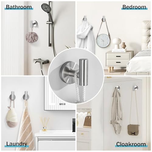 Brushed Nickel Bathroom Hardware Set, 6 Pieces Towel Bar Bathroom Accessories Set Toilet Paper Holder Towel Holder Towel Ring and Towel Hooks Wall Mounted, SUS304 Stainless Steel Towel Rack Set - color: Brushed Nickel, size: 6 Pieces