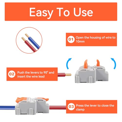 32Pcs Lever Wire Connectors, 1/2/3/4/5 Conductor Combination DIY Mini Compact Splicing Assortment Quick Electrical Connector Kit for 24-12 AWG