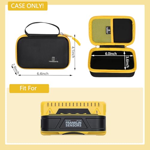 Tourmate Hard Case Compatible for Franklin Sensors ProSensor M90/M150/T11/X990/X1100 Professional Stud Finder - Travel Case for Wood & Metal Stud Detector/Wall Scanner (BOX Only) - color: Black + Yellow