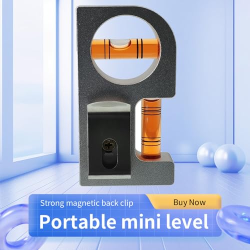 Solid aluminum alloy Mini level ruler portable mini level bubble meter with magnetic function TV stand installation (Silver Red) - color: Silver Red
