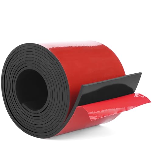 WochiTV Adhesive Solid Rubber Strips, 5" Wide x 1/8" Thick x 60" Long Self Stick Black Neoprene Rubber Rolls Perfect for DIY Insulation Cushion Gasket, Sealing, Liner, Weather Striping - size: 5" W X 60" L, style: 1/8" Thick Adhesive