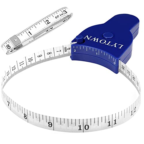 2PCS Body Measure Tape 60inch (150cm), Automatic Telescopic Tape Measure for Body Measurement & Weight Loss, Accurate Tape Measure for Tailor, Sewing, Fitness, Handcrafts, Clothes - color: Blue