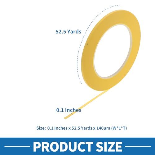 Painters Tape Easy Removal 0.1 Inches x 52.5 Yards Masking Master Tape Yellow - color: Yellow, size: 0.1 Inches x 52.5 Yards