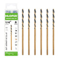 1/4" x 6" Extra Long Drill Bit (6 Pack), Aircraft Extension Drill Bits M2 High Speed Steel for Wood, Metal Sheet, Plastic - size: 1/4 in
