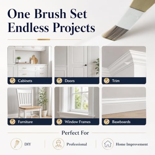 Trim Paint Brush Set, 9 pcs Small Angled Paint Brushes for Detail Painting