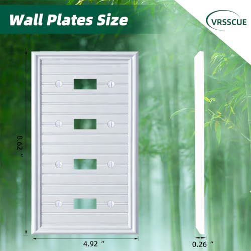 White Natural Material Quad Toggle Light Switch Cover Plates (1-Pack） - size: Quad Switch